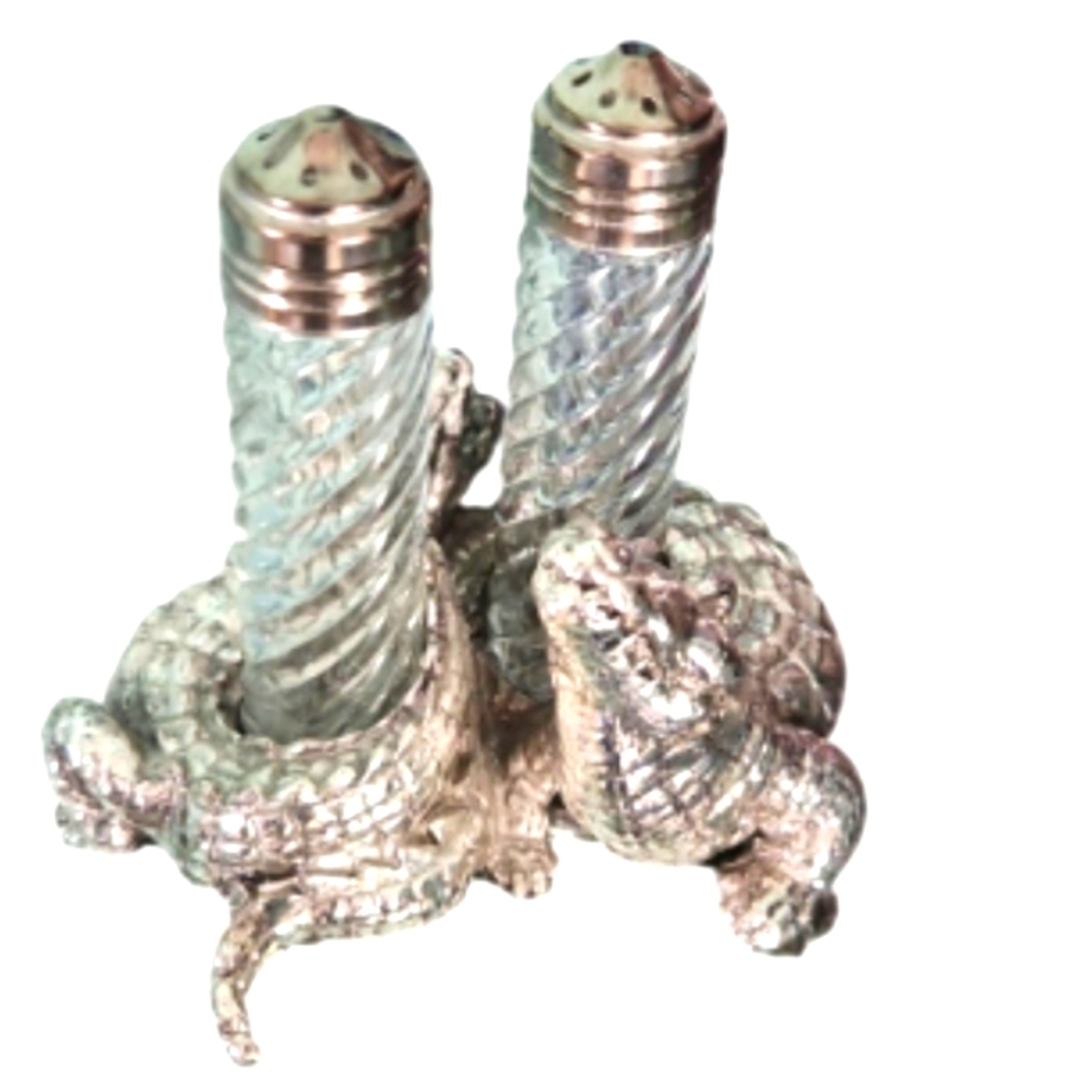 Silver Alligator Salt and Pepper Shaker Set